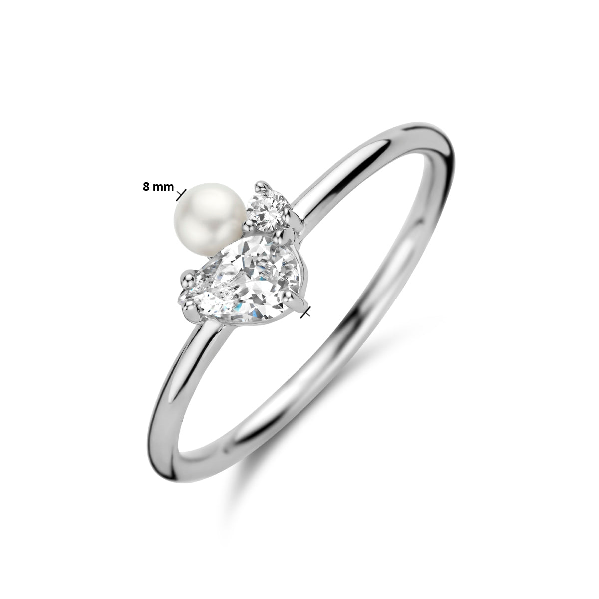 vDam Ring Parel En Zirkonia Zilver Gerhodineerd 1335524 Maat 18½