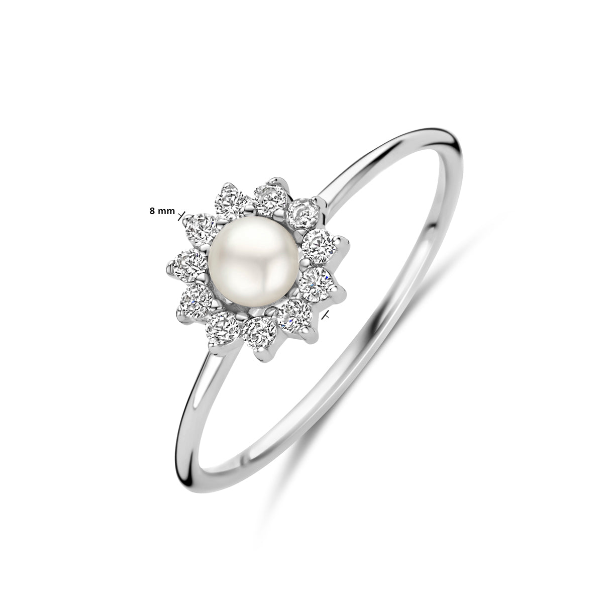 vDam Ring Parel En Zirkonia Zilver Gerhodineerd 1339708 Maat 17¼