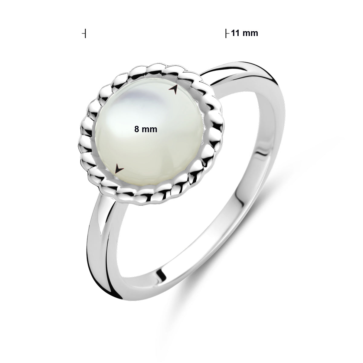 vDam Ring Parelmoer Zilver Gerhodineerd 1337735 Maat 18½