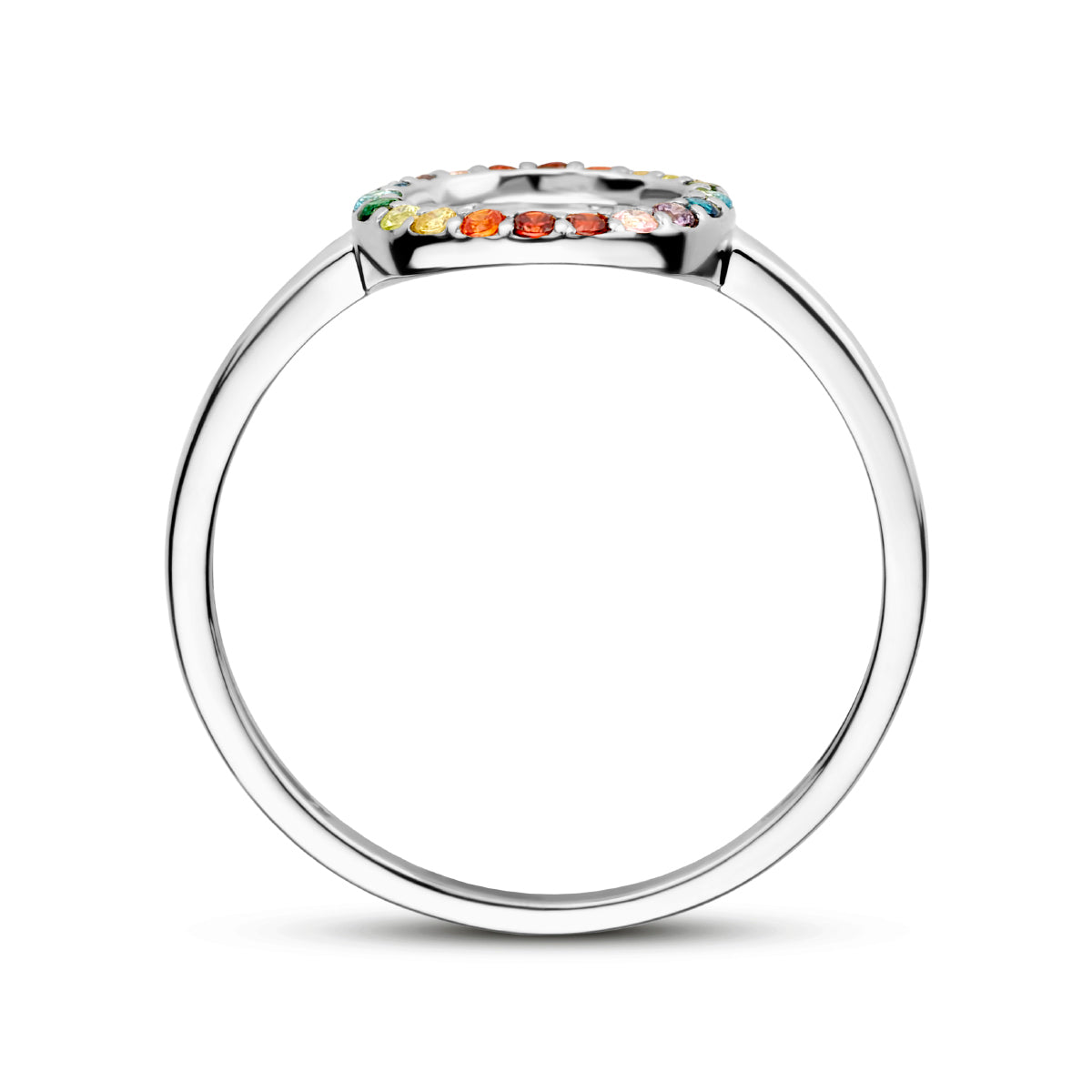 vDam Ring Rondje Regenboog Zirkonia Zilver Gerhodineerd 1335471 Maat 16½