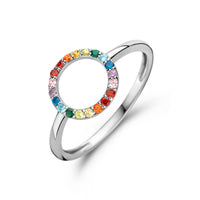 vDam Ring Rondje Regenboog Zirkonia Zilver Gerhodineerd 1335471