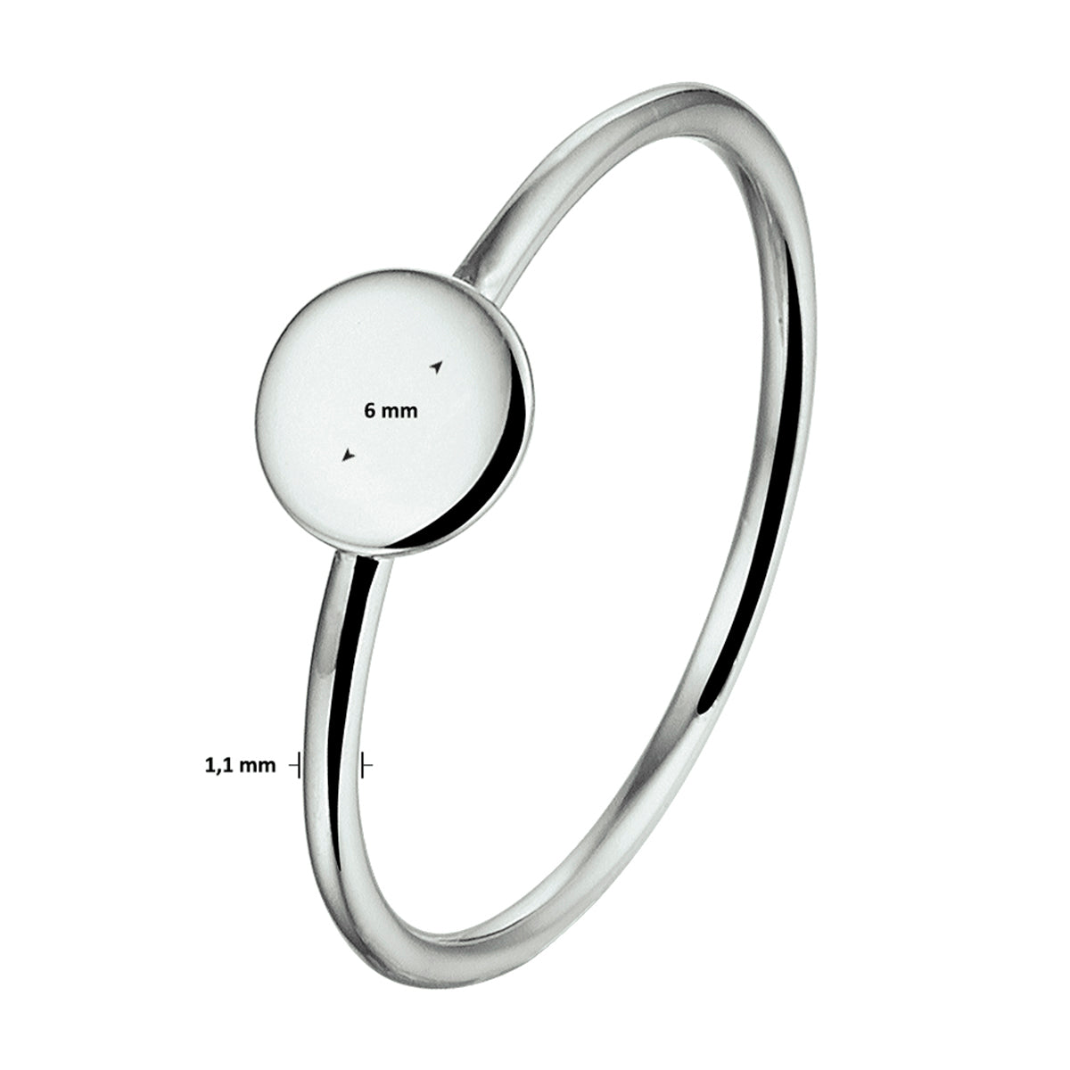 vDam Ring Rondje Zilver Gerhodineerd 1331358 Maat 18½