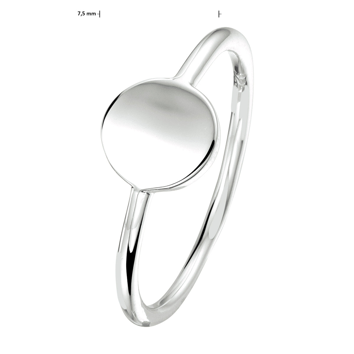 vDam Ring Rondje Zilver Gerhodineerd 1333213 Maat 16½