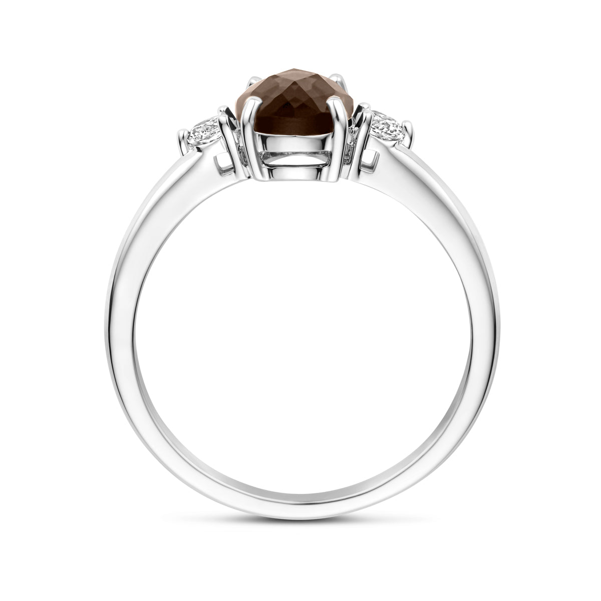 vDam Ring Rookkwarts En Zirkonia Zilver Gerhodineerd 1340329 Maat 18½