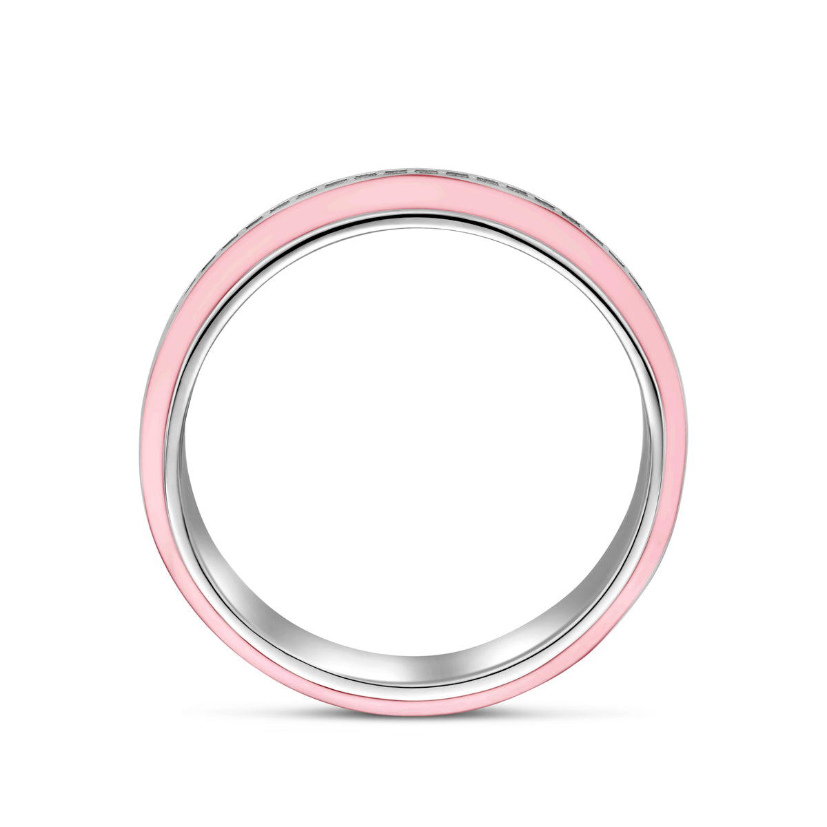 vDam Ring Roze Emaille En Zirkonia Zilver Gerhodineerd 1338706 Maat 17¾