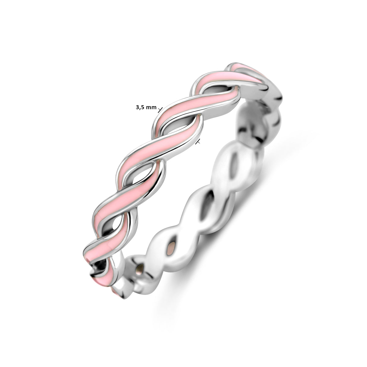 vDam Ring Roze Emaille Zilver Gerhodineerd 1338691 Maat 18½