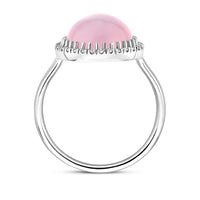 vDam Ring Rozenkwarts En Zirkonia Halo Zilver Gerhodineerd 1337909 Maat 16½