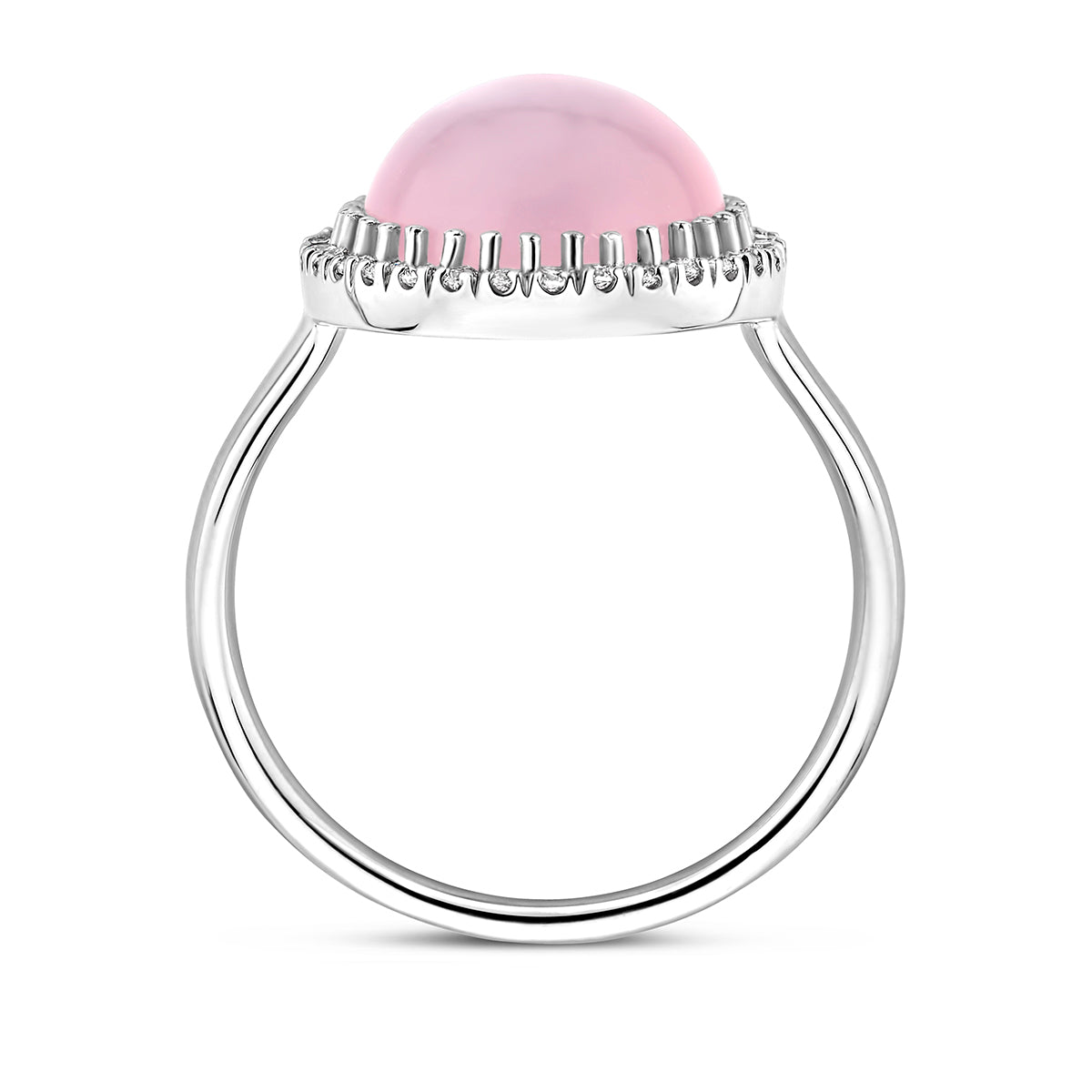 vDam Ring Rozenkwarts En Zirkonia Halo Zilver Gerhodineerd 1337909 Maat 16½