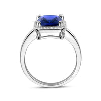 vDam Ring Saffierkleurig En Wit Zirkonia Halo Zilver Gerhodineerd 1336813 Maat 17¼