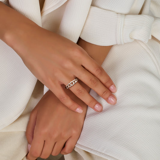 vDam Ring Schakel Zilver Gerhodineerd 1339552 Maat 17¼