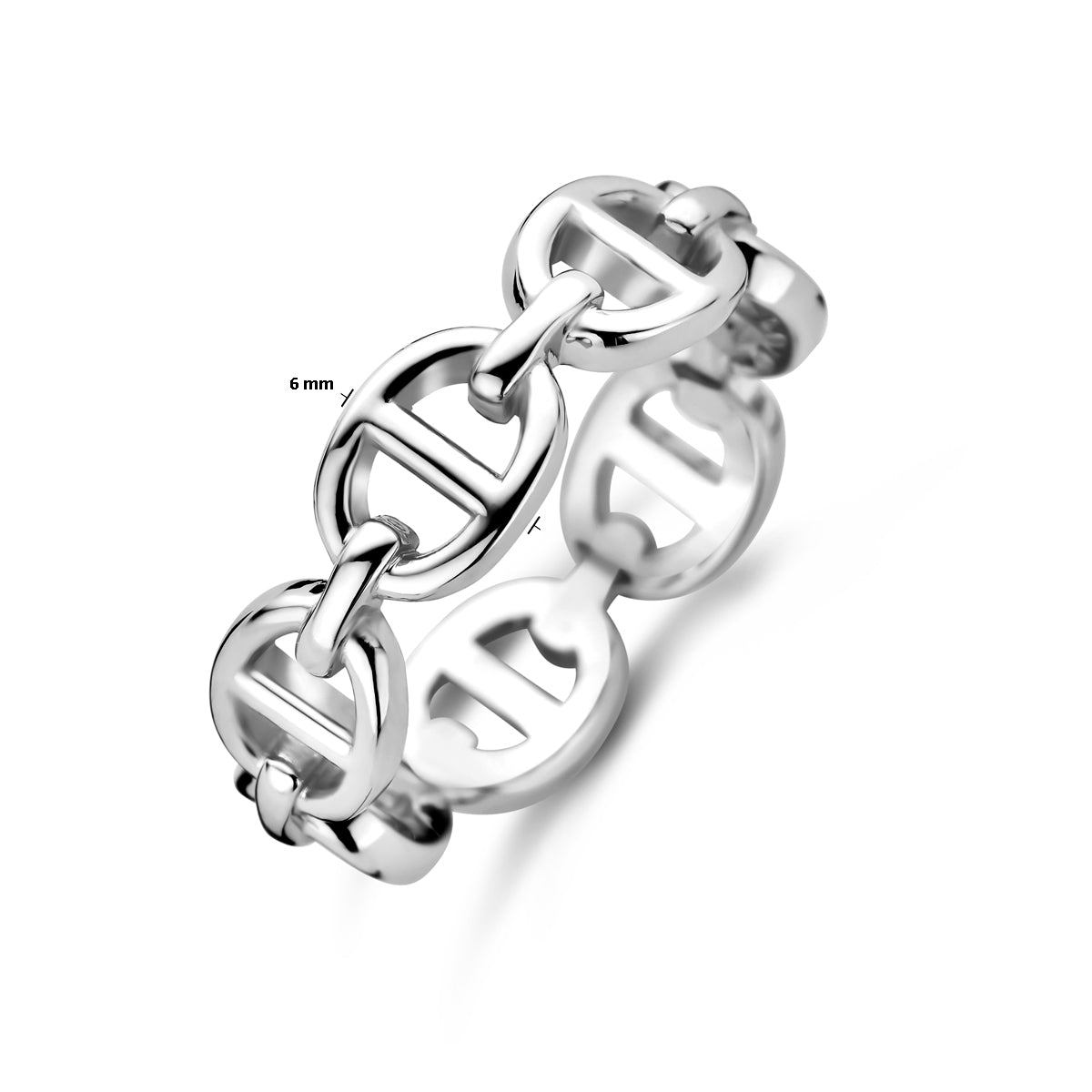 vDam Ring Schakel Zilver Gerhodineerd 1339558 Maat 17¾