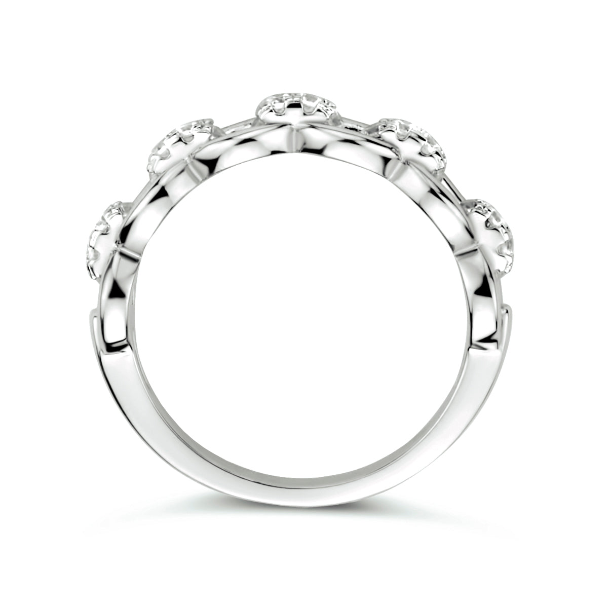 vDam Ring Schakel Zirkonia Zilver Gerhodineerd 1334131 Maat 17¾