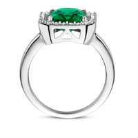 vDam Ring Synth Smaragd En Zirkonia Halo Zilver Gerhodineerd 1335153 Maat 18½