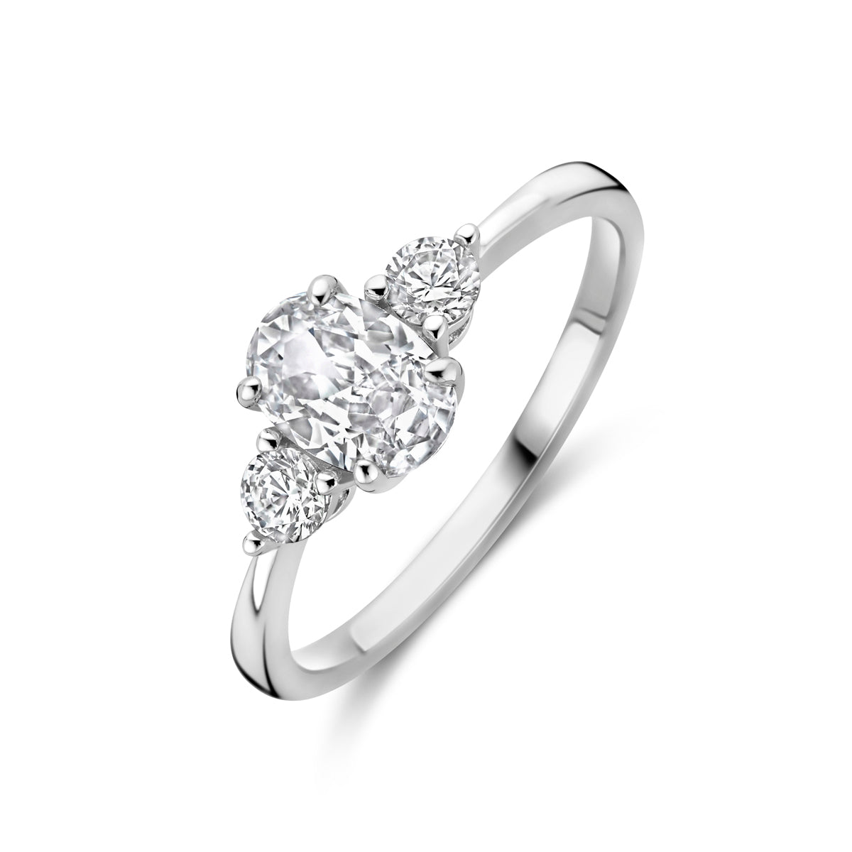 vDam Ring Trilogie Zirkonia 7 X 5 Mm Zilver Gerhodineerd 1338912