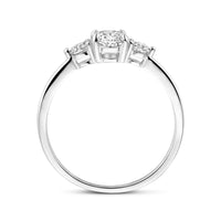 vDam Ring Trilogie Zirkonia 7 X 5 Mm Zilver Gerhodineerd 1338913 Maat 17¼