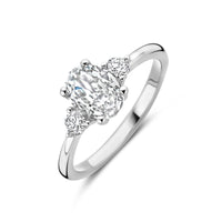 vDam Ring Trilogie Zirkonia 8 X 6 Mm Zilver Gerhodineerd 1338917