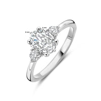 vDam Ring Trilogie Zirkonia 8 X 6 Mm Zilver Gerhodineerd 1338917 Maat 16½