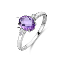 vDam Ring Trilogie Zirkonia En Amethist Zilver Gerhodineerd 1337803 Maat 18½