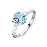 vDam Ring Trilogie Zirkonia En Blauw Topaas Zilver Gerhodineerd 1337797 Maat 17¼