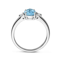 vDam Ring Trilogie Zirkonia En Blauw Topaas Zilver Gerhodineerd 1337797 Maat 17¼