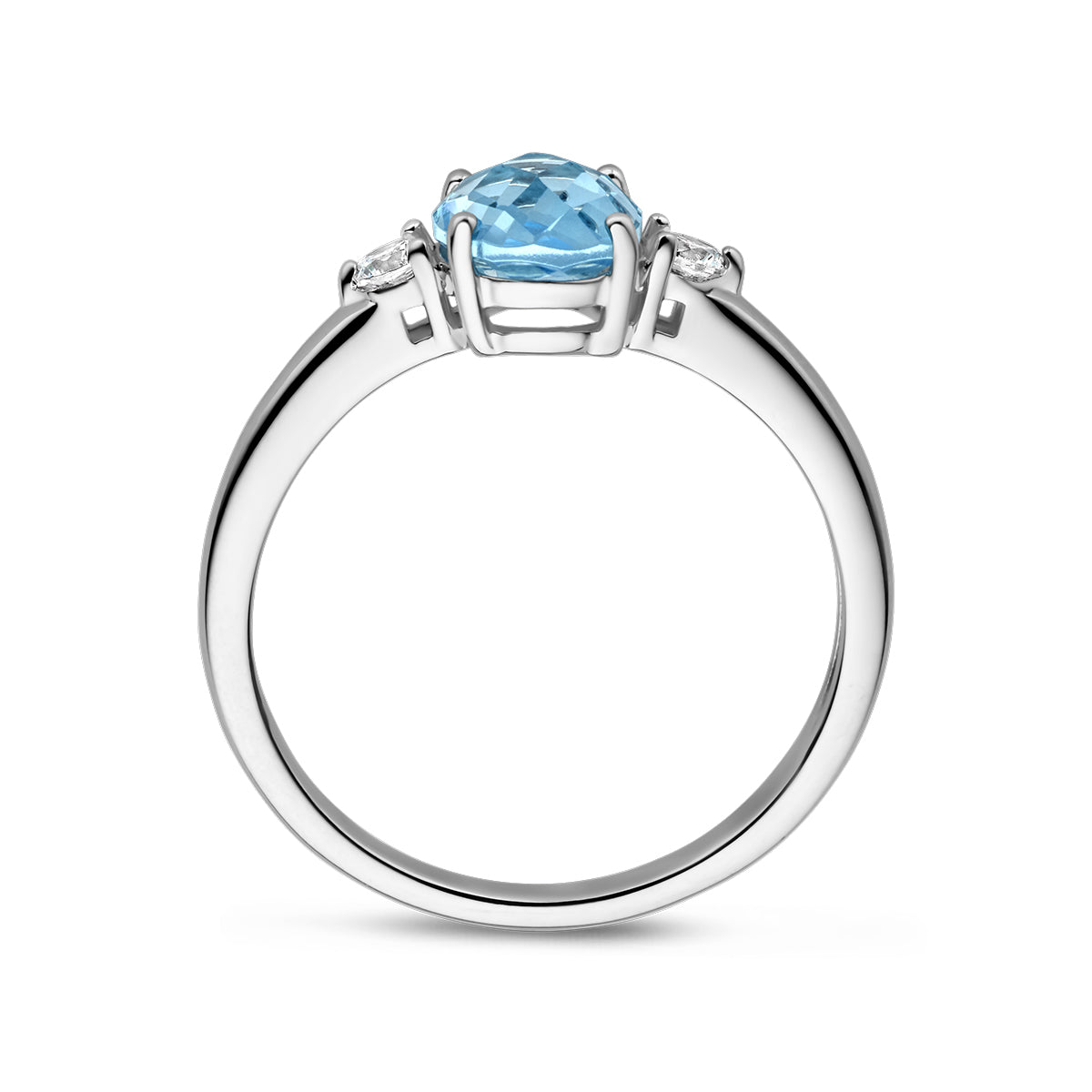 vDam Ring Trilogie Zirkonia En Blauw Topaas Zilver Gerhodineerd 1337799 Maat 18½