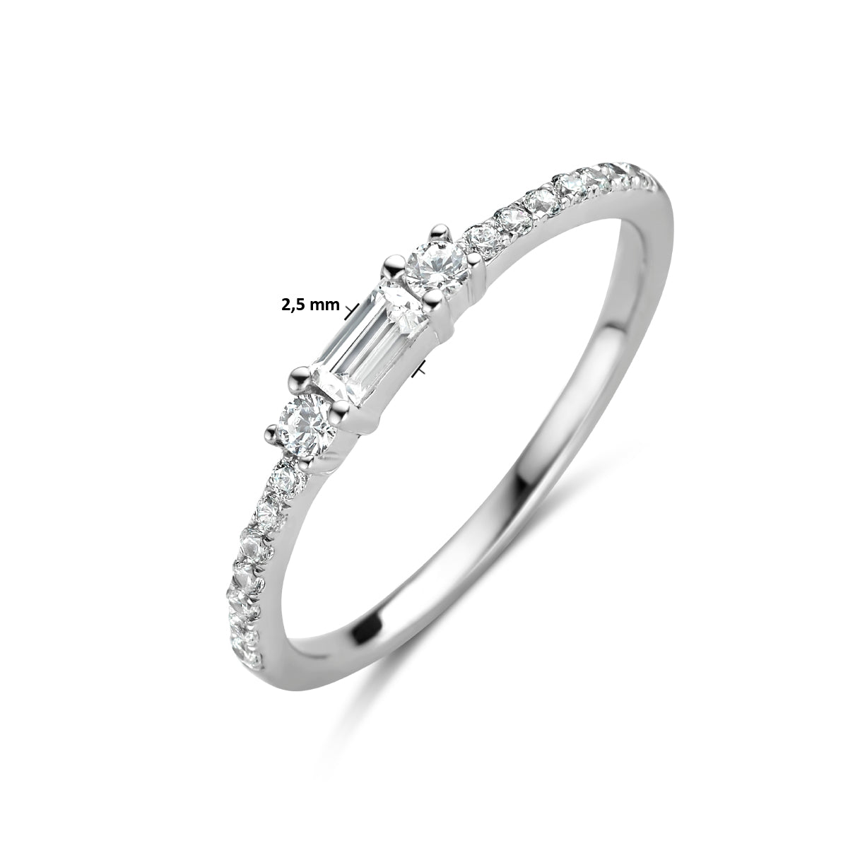 vDam Ring Trilogie Zirkonia Zilver Gerhodineerd 1335013 Maat 18½