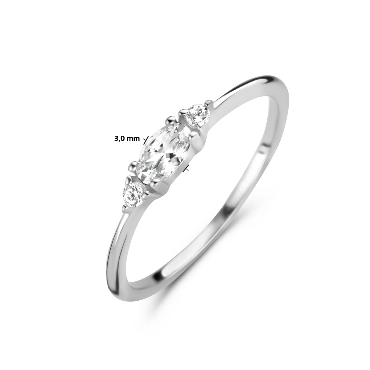 vDam Ring Trilogie Zirkonia Zilver Gerhodineerd 1335017 Maat 18½