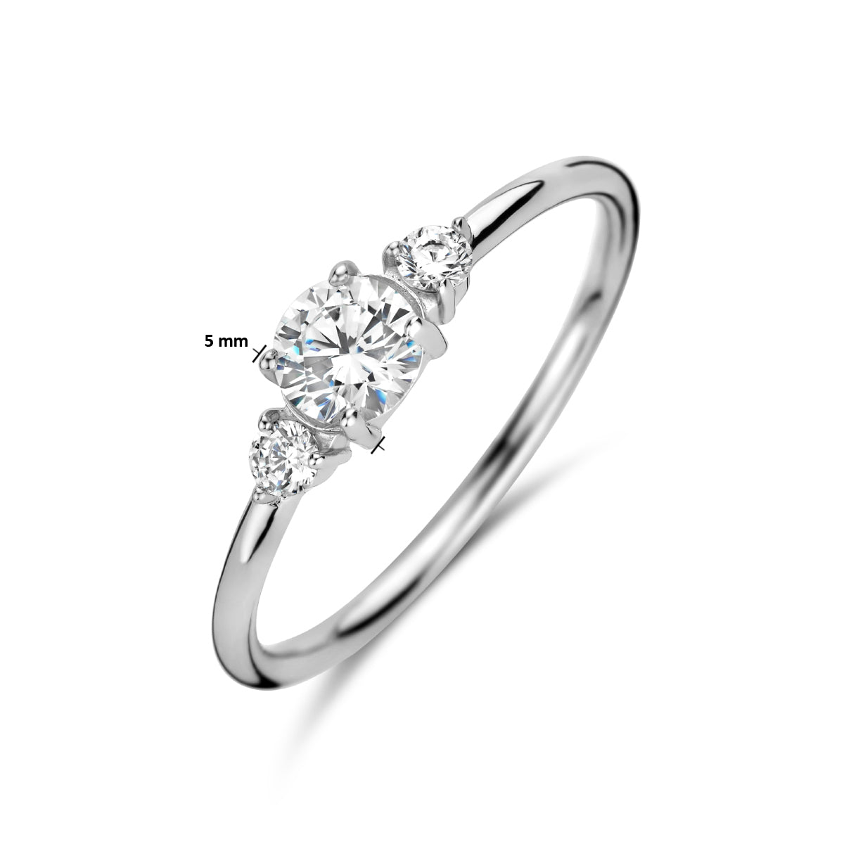 vDam Ring Trilogie Zirkonia Zilver Gerhodineerd 1335516 Maat 18½