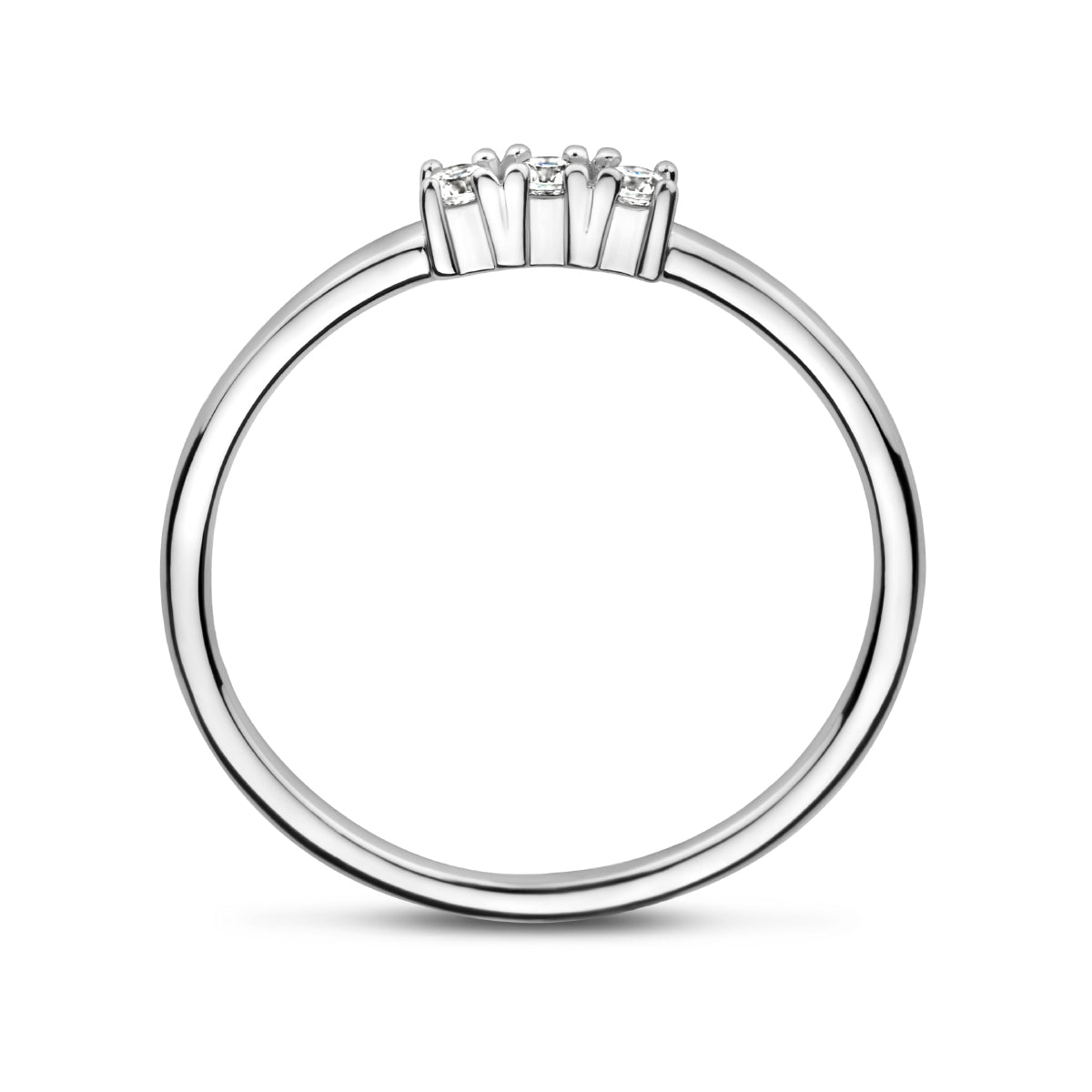 vDam Ring Trilogie Zirkonia Zilver Gerhodineerd 1335519 Maat 17¾