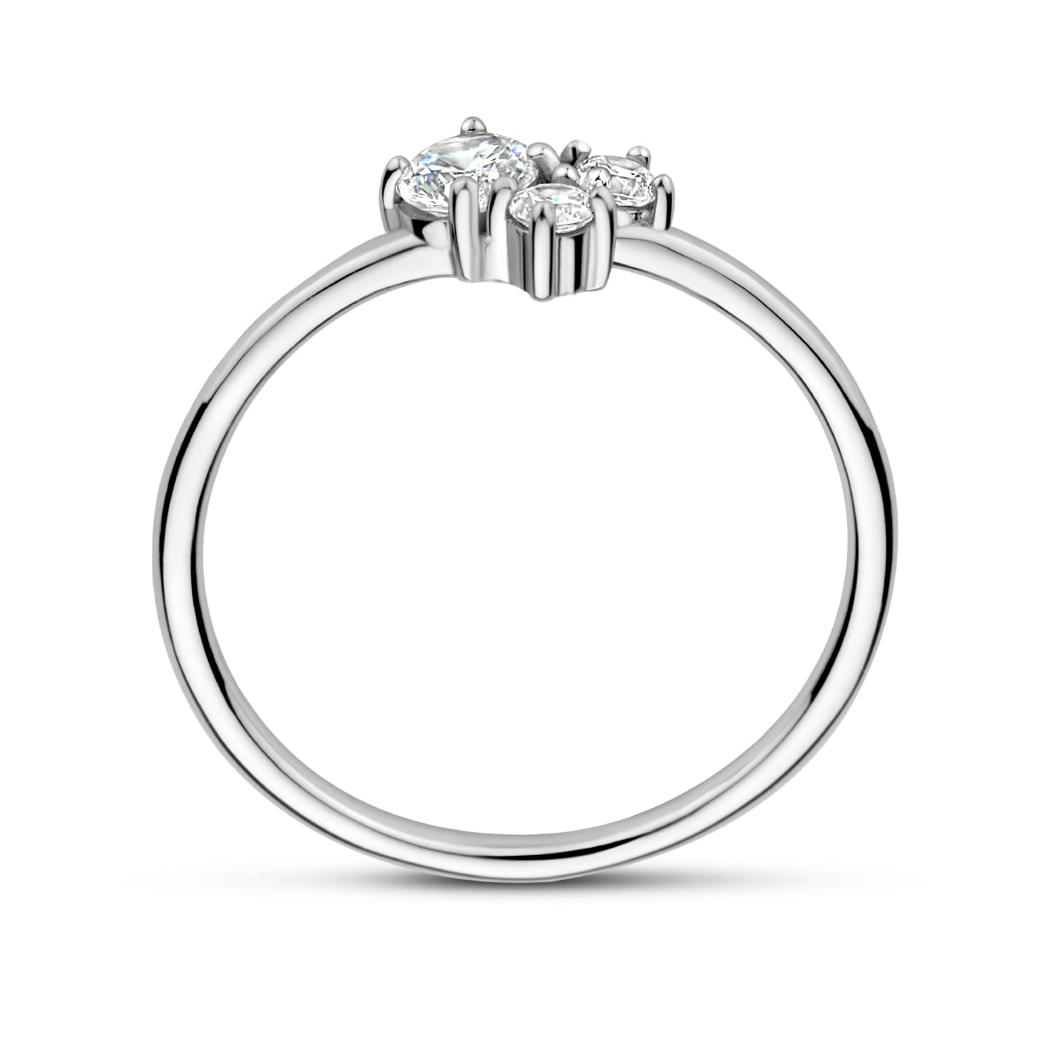 vDam Ring Trilogie Zirkonia Zilver Gerhodineerd 1335526 Maat 17¼