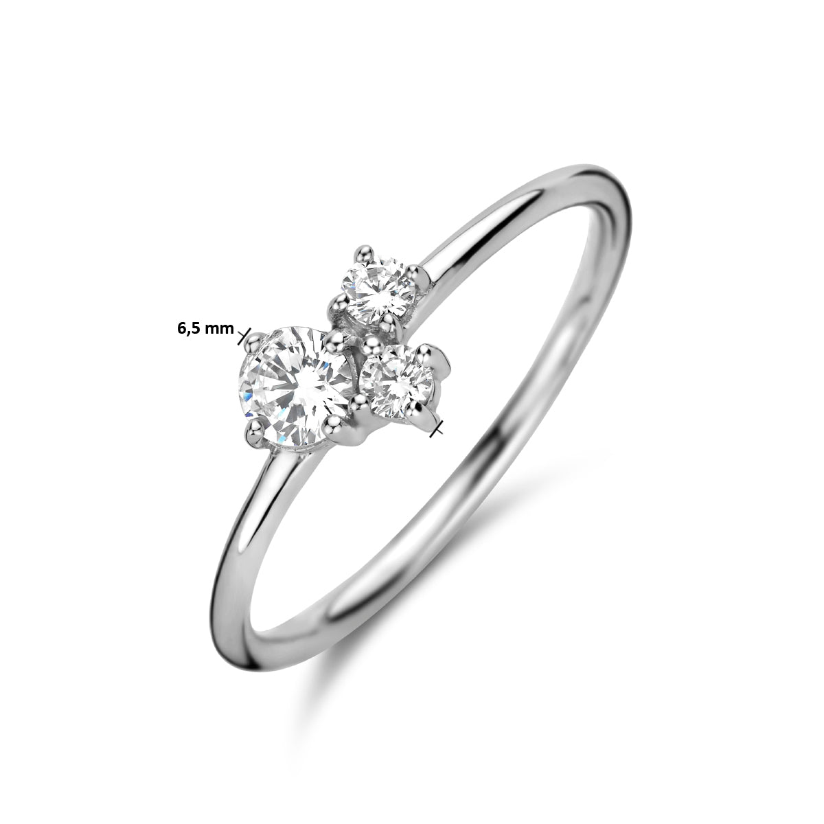 vDam Ring Trilogie Zirkonia Zilver Gerhodineerd 1335529 Maat 19