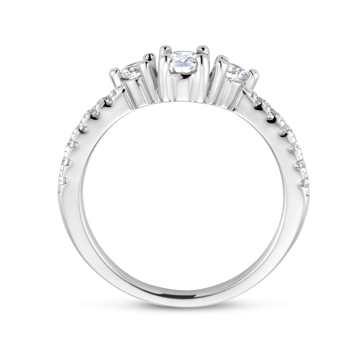 vDam Ring Trilogie Zirkonia Zilver Gerhodineerd 1336079 Maat 17¾