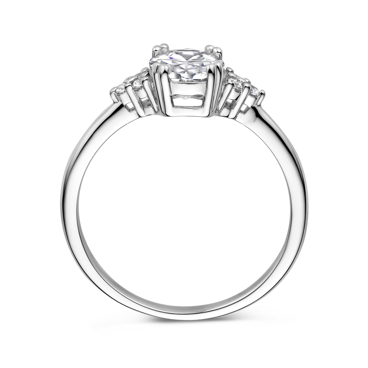 vDam Ring Trilogie Zirkonia Zilver Gerhodineerd 1336721 Maat 17¾