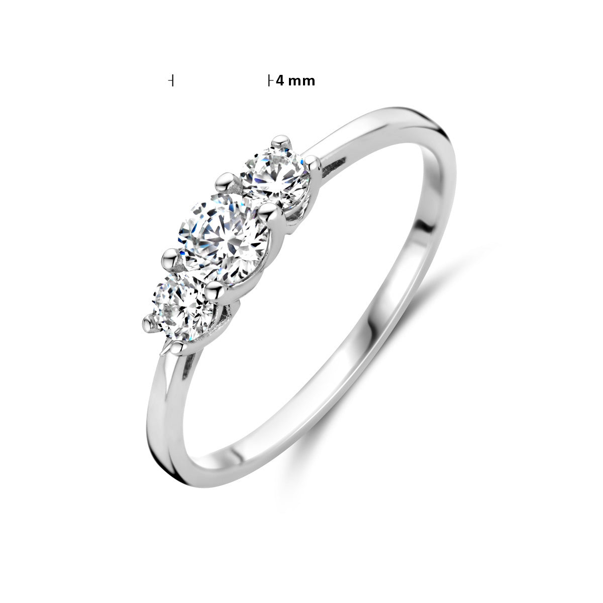 vDam Ring Trilogie Zirkonia Zilver Gerhodineerd 1338056 Maat 16½