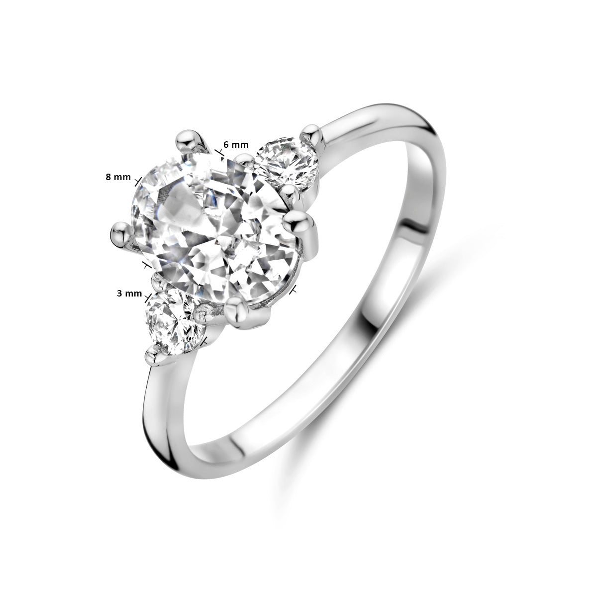 vDam Ring Trilogie Zirkonia Zilver Gerhodineerd 1338079 Maat 18½