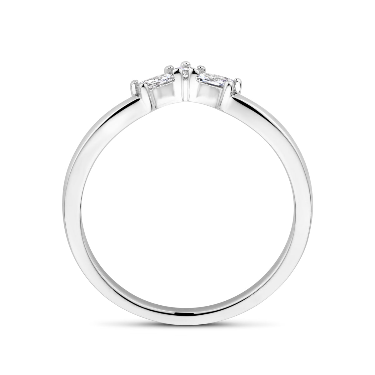 vDam Ring V Zirkonia Zilver Gerhodineerd 1339037 Maat 17¼