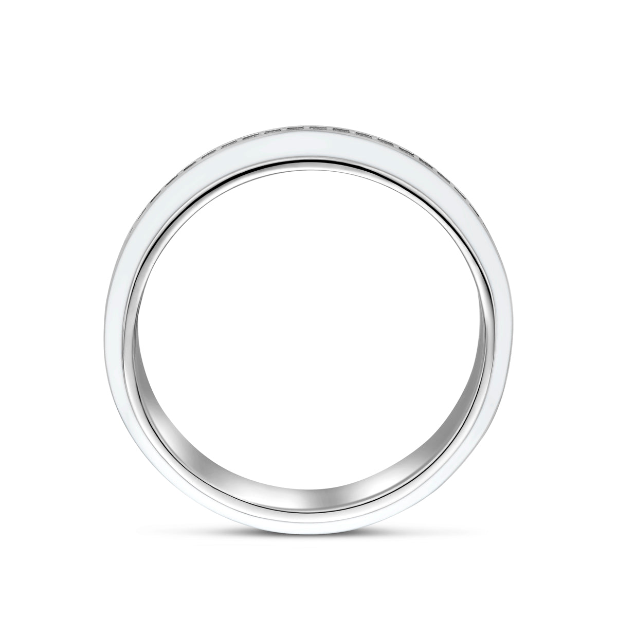 vDam Ring Wit Emaille En Zirkonia Zilver Gerhodineerd 1338709 Maat 17¼