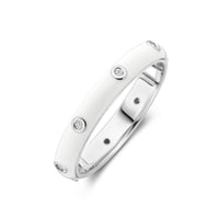 vDam Ring Wit Emaille En Zirkonia Zilver Gerhodineerd 1338934