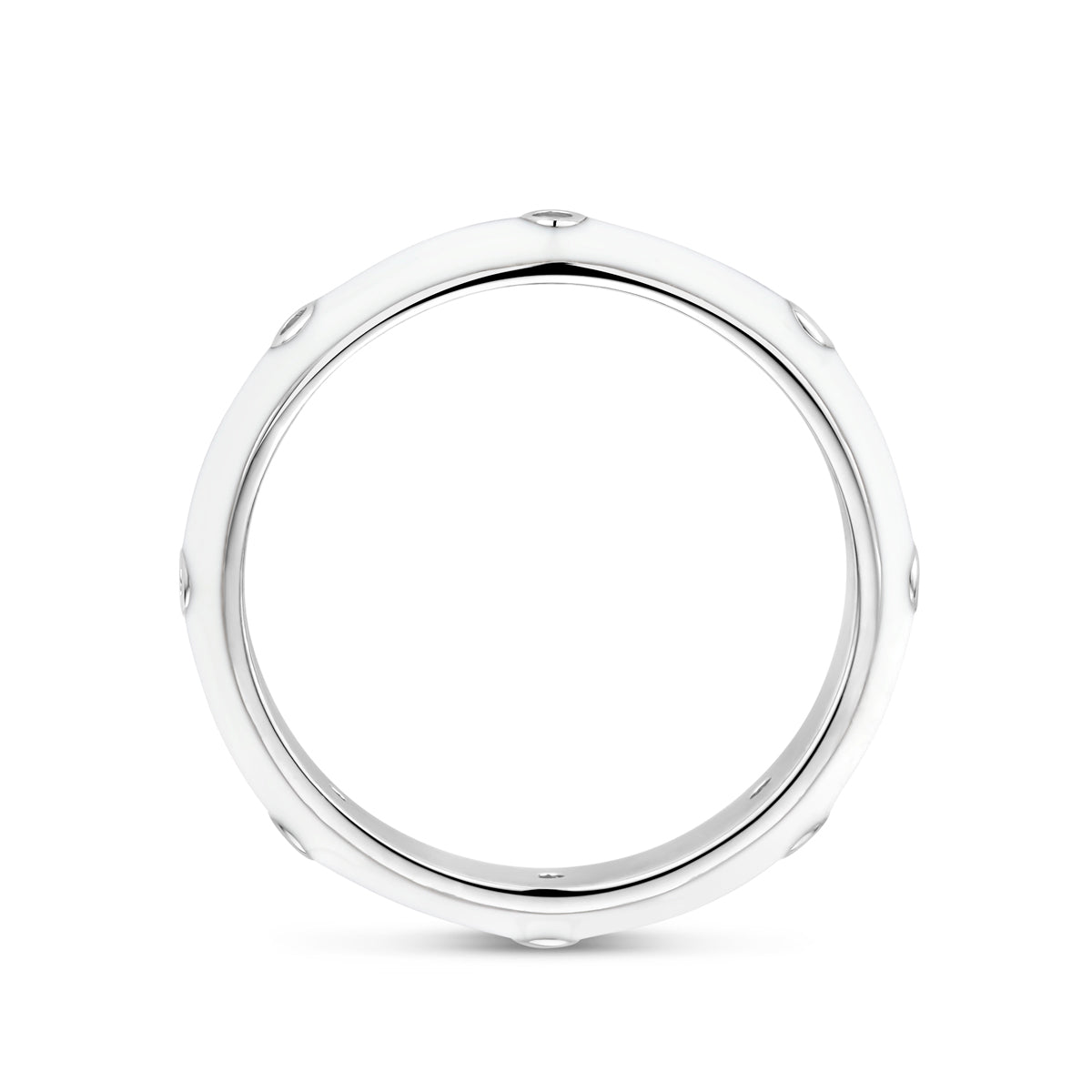 vDam Ring Wit Emaille En Zirkonia Zilver Gerhodineerd 1338936 Maat 18½