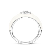 vDam Ring Wit Emaille En Zirkonia Zilver Gerhodineerd 1339928 Maat 16½