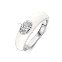 vDam Ring Wit Emaille En Zirkonia Zilver Gerhodineerd 1339931 Maat 18½