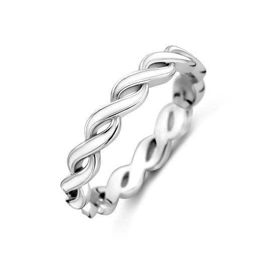vDam Ring Wit Emaille Zilver Gerhodineerd 1338692