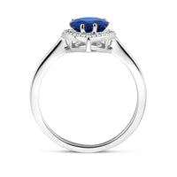 vDam Ring Wit En Blauw Zirkonia Halo Zilver Gerhodineerd 1339053 Maat 16½