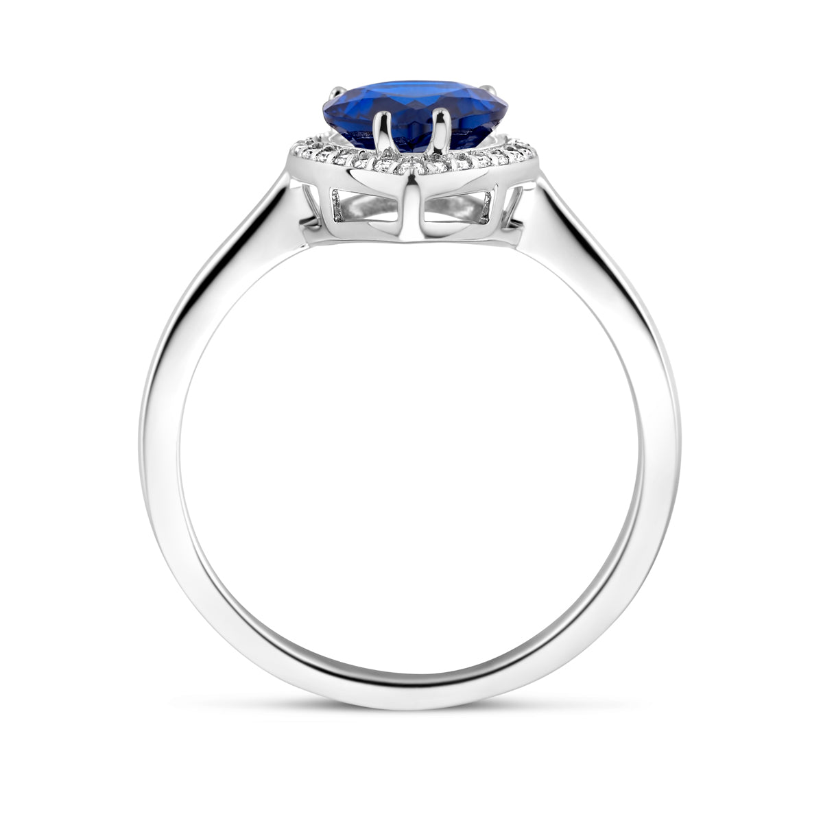 vDam Ring Wit En Blauw Zirkonia Halo Zilver Gerhodineerd 1339053 Maat 16½