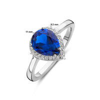 vDam Ring Wit En Blauw Zirkonia Halo Zilver Gerhodineerd 1339055 Maat 17¾
