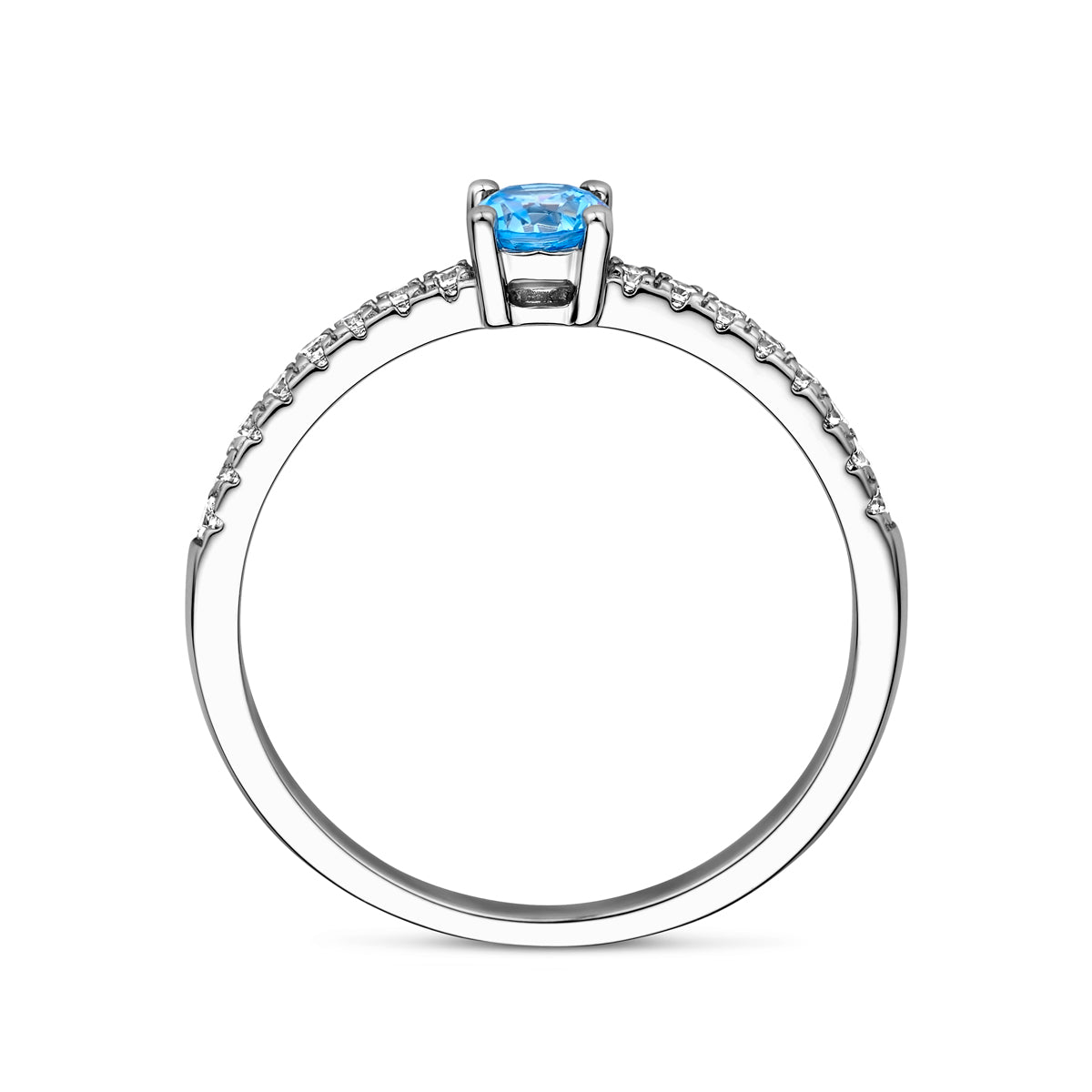 vDam Ring Wit En Blauw Zirkonia Zilver Gerhodineerd 1338788 Maat 18½
