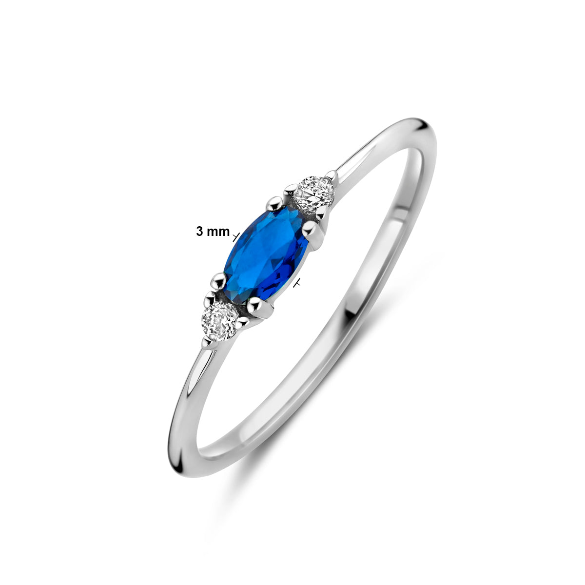 vDam Ring Wit En Blauw Zirkonia Zilver Gerhodineerd 1339072 Maat 18½