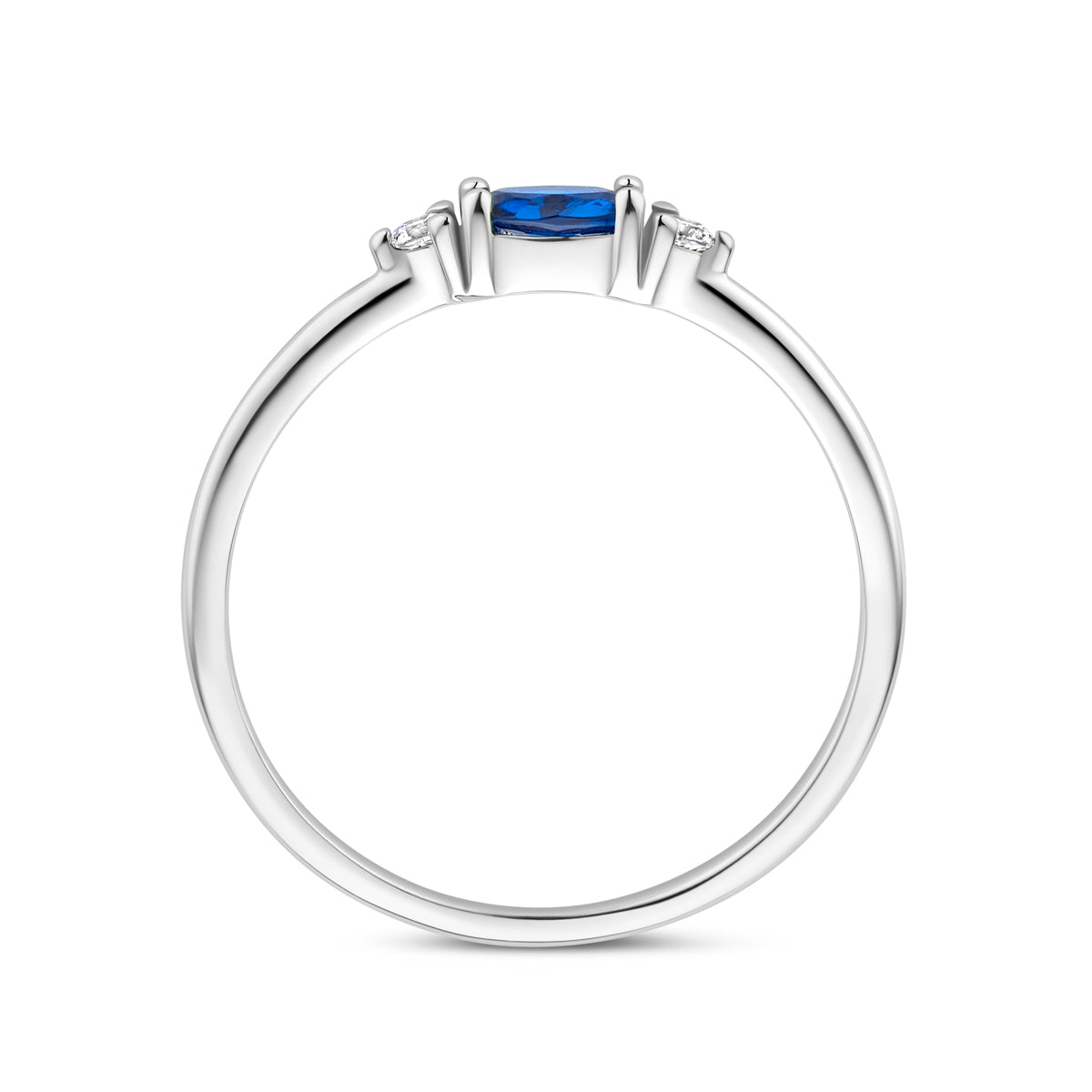 vDam Ring Wit En Blauw Zirkonia Zilver Gerhodineerd 1339072 Maat 18½