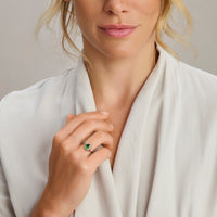 vDam Ring Wit En Groen Zirkonia Halo Zilver Gerhodineerd 1339058 Maat 16½