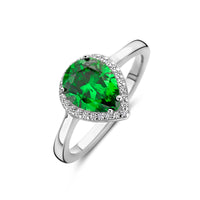 vDam Ring Wit En Groen Zirkonia Halo Zilver Gerhodineerd 1339058